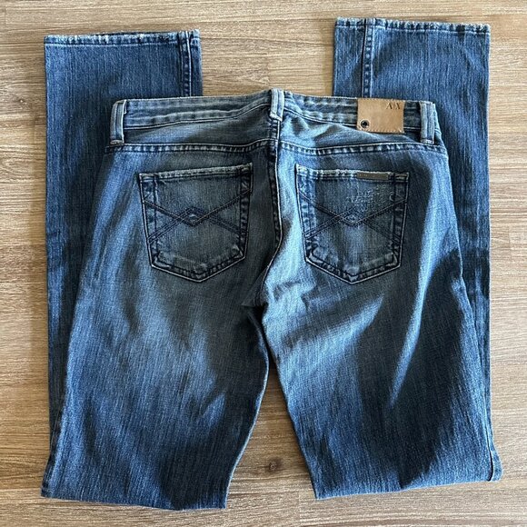 Armani Exchange Jeans Womans Size 4 Low Rise Straight Leg Distressed Denim - Picture 3 of 13